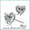 Most beautiful Chinese body silver jewelry flower pattern pure stud earrings