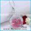 Gold Jewellery Design PINK Flower Glass Pendant Necklace for Women