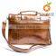 Grained genuine leather men office briefcase shoulder bag with shoulder strap