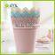 Wholsale round plastic desktop flower pot/mini storage bucket lace hollow style