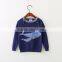 Hot knitted patchwork whale pattern round collar children sweater of high quality
