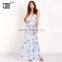 Free size flowy crepe boho lace floral women printed relaxed fit maxi dress