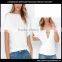 Special Street Style White V shape T shirt