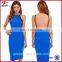 Dress online shopping Women midi dress with backless in cobalt blue