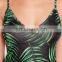 leaf print slinky v neck ladies summer shift dress green shift dress for women