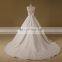 Noble Scoop Neck Lace Applique Beaded Heart Shape Back A-line Cap Sleeve Wedding Gown
