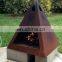 Iron Wood Burning Corten Steel Outdoor Metal Fire Pits With Chimney