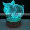 3D Wooden Led Lamp 7 Color Changing Round Wood Base for Acrylic