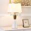 New Modern Marble Bedside Light Fabric Shade Metal Table Lamps for Hotel
