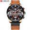 CURREN 8346 Men Black Leather Strap Analog Quartz Watches Chronograph Calendar Luminous Mens Wrist Watch
