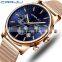 CRRJU 2266 Trendy charm date day moon phase analog quartz stainless steel watches men wrist brand luxury