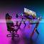 Internet Cafe Black Steel Frame RGB Gaming Desk PC Office Computer Table