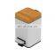 Entry-level basic 3L stainless steel rectangular square pedal bin bamboo lid soft close inner bucket home bathroom kitchen
