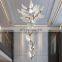 Modern Art Lighting Fixtures Villa Kitchen Island Antiqued Silver Leaf Pendant Lamp Simple Branch Chandelier