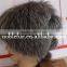 Popular Plain Solid Color Silver Fox Fur Winter Hat With Long Tail Ball