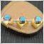 LFD-001R ~ Gold Plated Druzy Faceted Turquoise Stone Pave Rhinestone Crystal Rings For Women Jewelry Finding