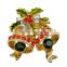 Best Christmas gift gold plated zinc alloy rhinestone epoxy small bell brooch