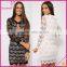 Fashion Long Sleeve Eyelash Lace Overlay New Model Women Dress Model