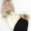 Textured Beanie With Pom Pom Knit Beanie
