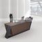 Hot Sale White and Black L shape Glass Top Wooden Office Reception Desk