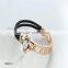 Alloy electroplating diamond rope bracelet black bear leather bangle