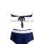 Hot sexy push up bikini 2016 button trim navy fashion retro high waist bikini for adults