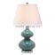 Factory wholesale bottle shape colorful flower ceramic type table lamp for hotel design with fabric shade