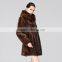 wholesale winter long brown real mink women fur coat