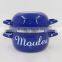 Blue Color Custom Decal Printing Enamel Seafood Cooking Pot Mussel Pot
