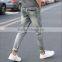 2017 summer latest design mid waist straight leg casual wash denim pants for men