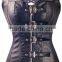 Keepable Spiral Steel Boned PU Faux Leather Steampunk Waist Training Corset For Women