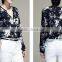 Fashion V-neck chiffon blouse woman printed chiffon tops