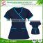 contrast trim neckline and waist string nurse scrub female gender