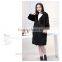 New Arrival Long Genuine gray rex Rabbit Fur Coat for women fashion warm Real fur coats Plus Size Winter Jacket