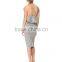 Latest one-shoulder design ruffled new fashion ladies dress 2015