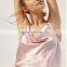 Loose fit soft silk cowl neck spaghetti straps open square back halter top cami