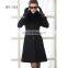 Black color women's cashmere winter coat with Fur collar