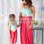 Cute knit mint and coral mommy and me maxi dresses