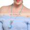 Handmade Rhinestone Beads Colorful Tassel Pendant Charm Long Sweater Necklace
