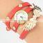 Popular Vogue Multilayer Leather Crystal Dial Bracelet Watch Retro Angel Wings Bangle Watch