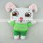 big eyes green clothes cute rabbit plush stuffed toy baby hand puppet