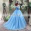 Glamorous Off-Shoulder Lace-Up Organza Ice Blue Prom Dresses Blue Princess Prom Dresses SQS037