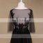 Long Sleeves Boho Beaded Black Wedding Dress