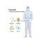 Disposable CE Cat III Type 3 4 Type 5 6 EN 1149 Protective Clothing Coverall Ppe Chemical Anti Virus for Hospital Hazmat Suit
