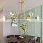Nordic Personalized Tree Branch Shape Wrought Iron Chandelier LED Glass Molecular Color Pendant Lighting