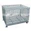 Heavy duty industrial warehouse foldable zinc metal wire mesh container