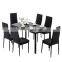 luxury home furniture italian modern black dining tables and chairs set 6 seater glass dining table set for dining room