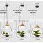 Art Deco LED Plant Pendant Light With Base E27 Hanging Lamp For Dining Room Cafe Bar