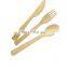 Restaurant Disposable Bamboo Cutlery Set Bamboo Spoon Knife and Fork 3PC Packed Paper Bag