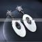 Exclusive Handmade Design Sea Shell Oval Shape Cubic Zirconia Drop Earrings